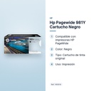 HP PAGEWIDE 981Y CARTUCHO NEGRO - características principales