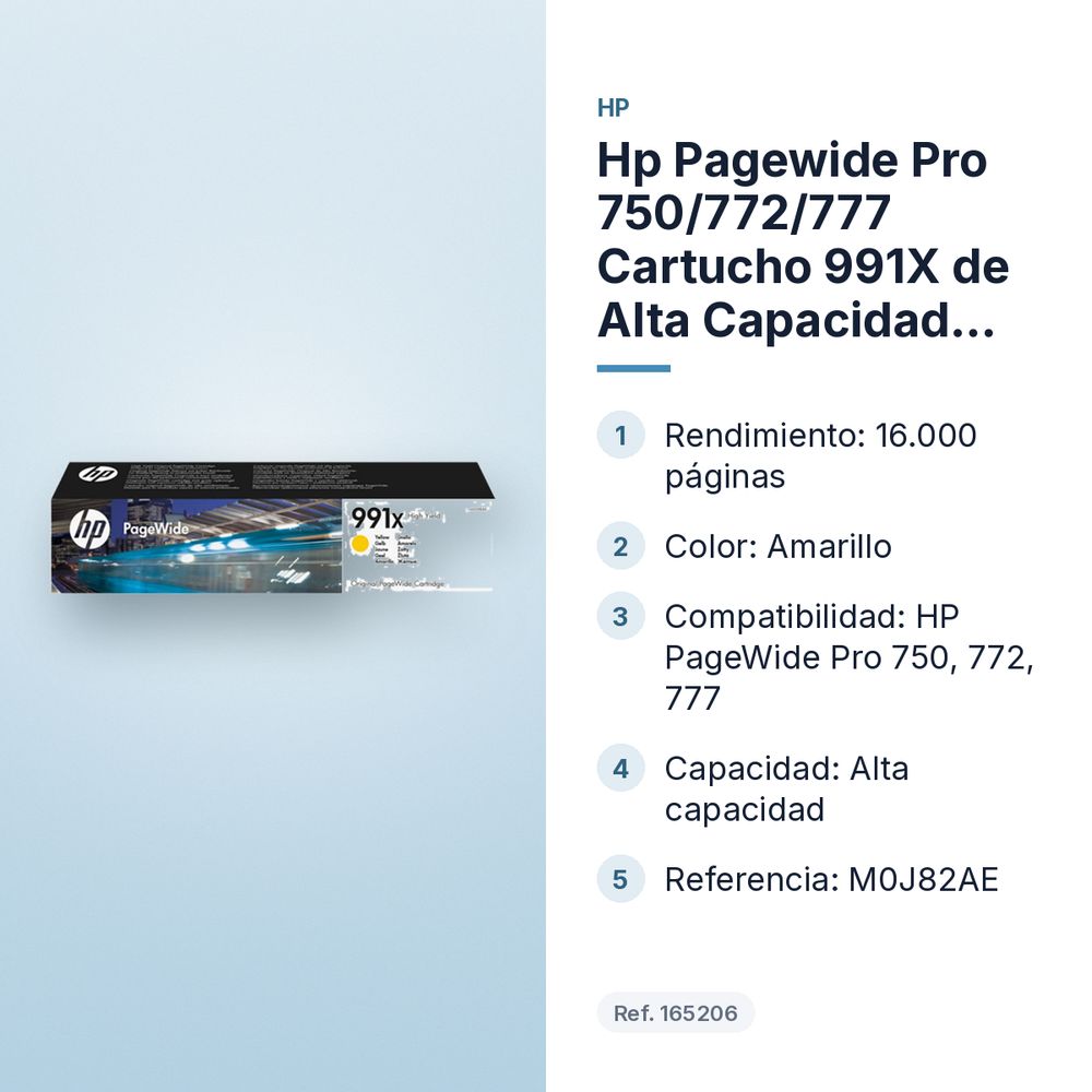 HP PAGEWIDE PRO 750/772/777 CARTUCHO 991X DE ALTA CAPACIDAD AMARILLO - características principales