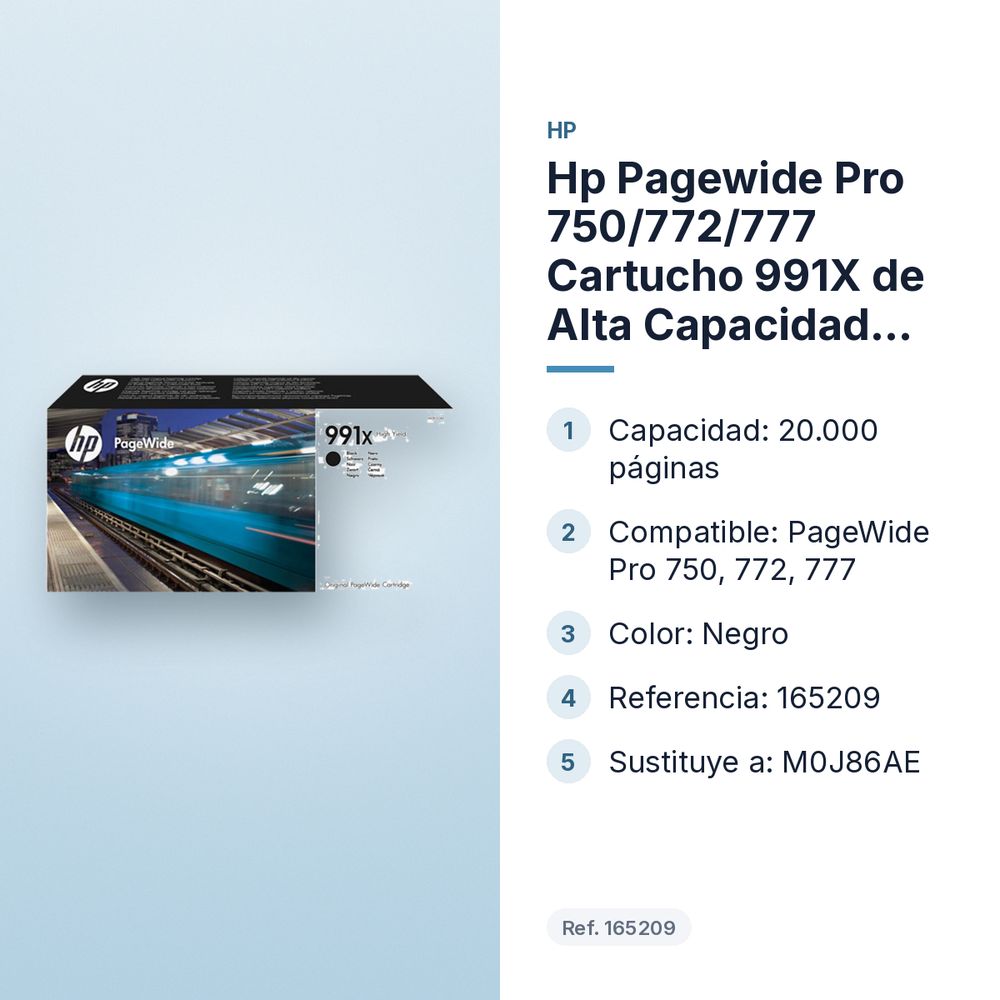 HP PAGEWIDE PRO 750/772/777 CARTUCHO 991X DE ALTA CAPACIDAD NEGRO - características principales