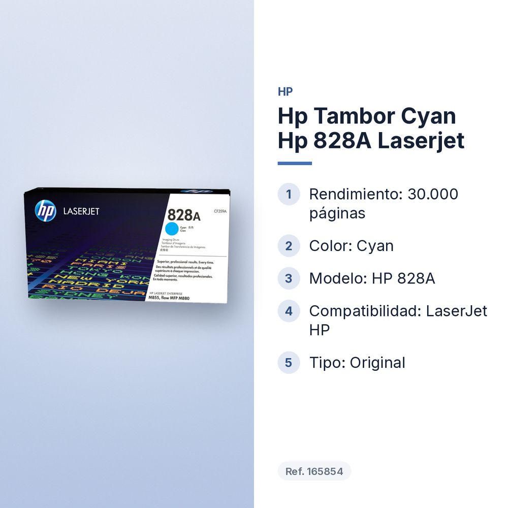 HP TAMBOR CYAN HP 828A LASERJET - características principales