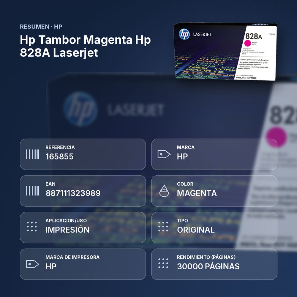 HP TAMBOR MAGENTA HP 828A LASERJET - resumen de atributos