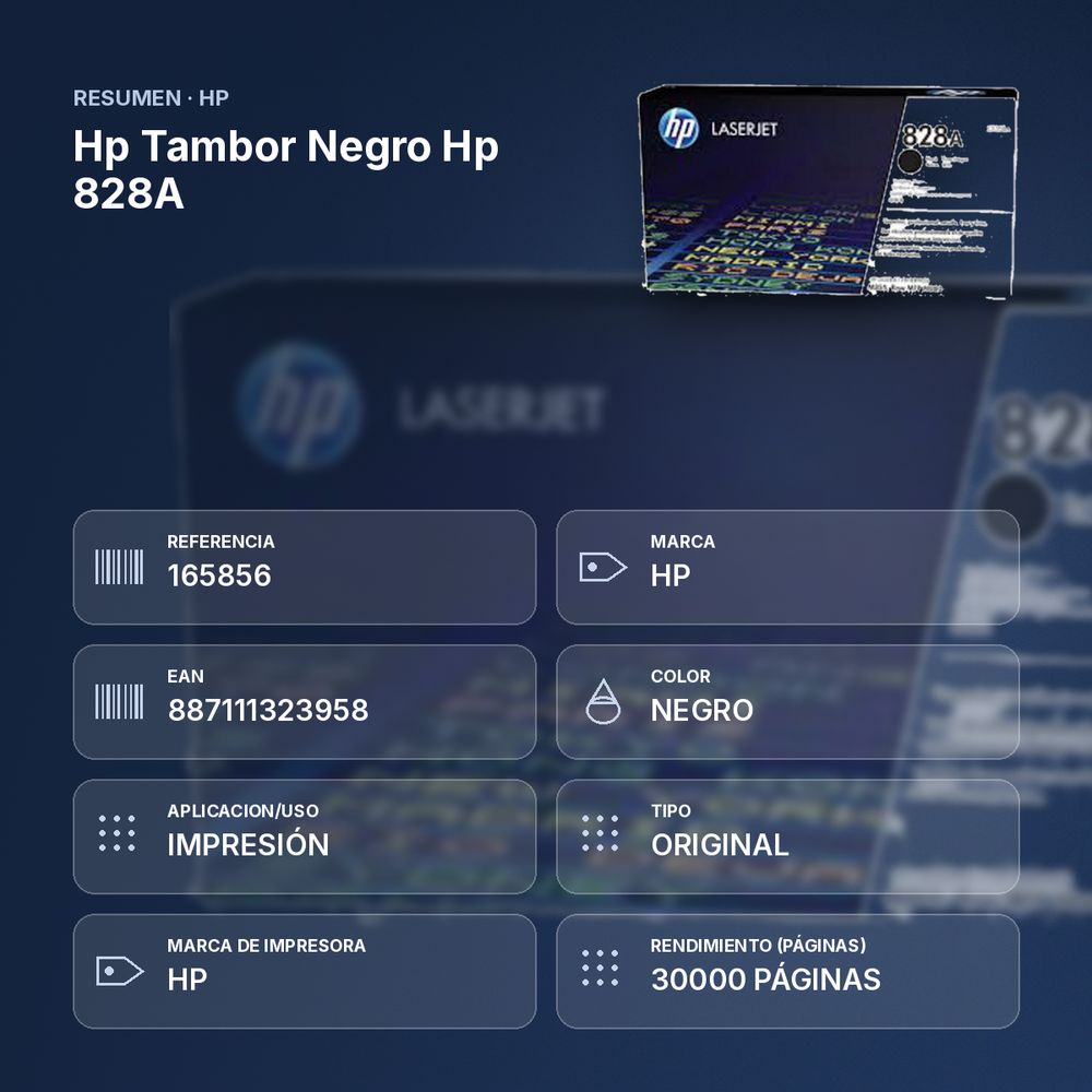HP TAMBOR NEGRO HP 828A - resumen de atributos