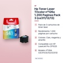 HP TONER LASER TRICOLOR Nº126A 1.200 PAGINAS PACK 3 (CE311/12/13) - características principales