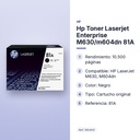 HP TONER LASERJET ENTERPRISE M630/M604DN 81A - características principales