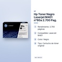 HP TONER NEGRO LASERJET M401 Nº80A 2.700 PAG. - características principales