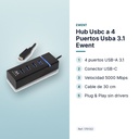 HUB USBC A 4 PUERTOS USBA 3.1 EWENT  - características principales
