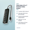 HUB USBA 3.0 A 7 PUERTOS USBA EWENT - características principales