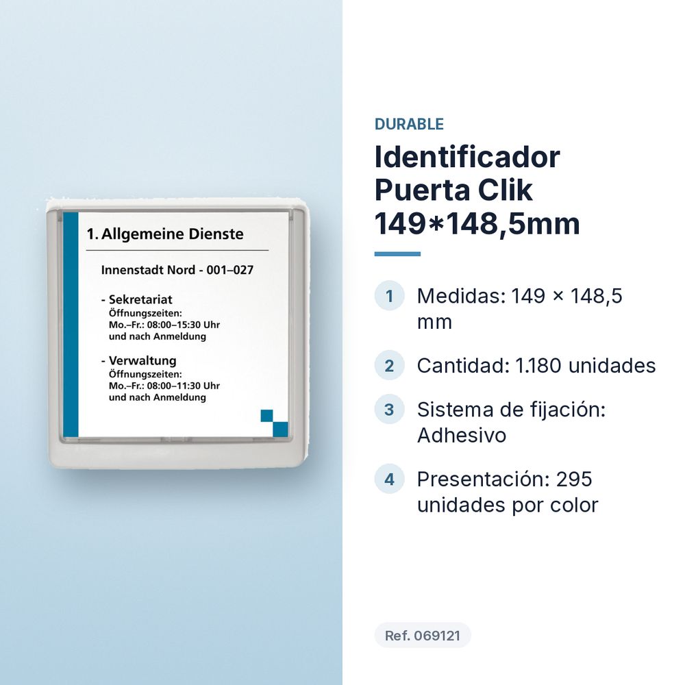 IDENTIFICADOR PUERTA CLIK 149*148,5MM - características principales