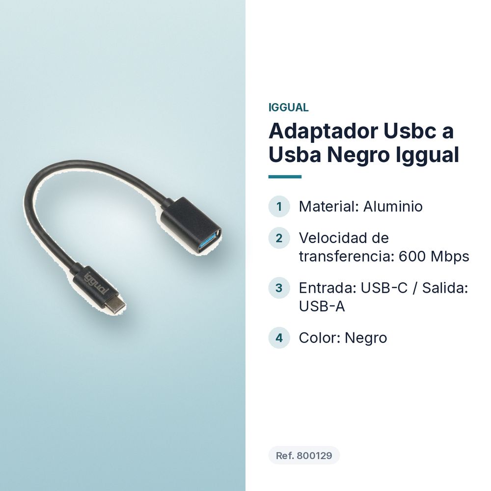 ADAPTADOR USBC A USBA NEGRO IGGUAL  - características principales