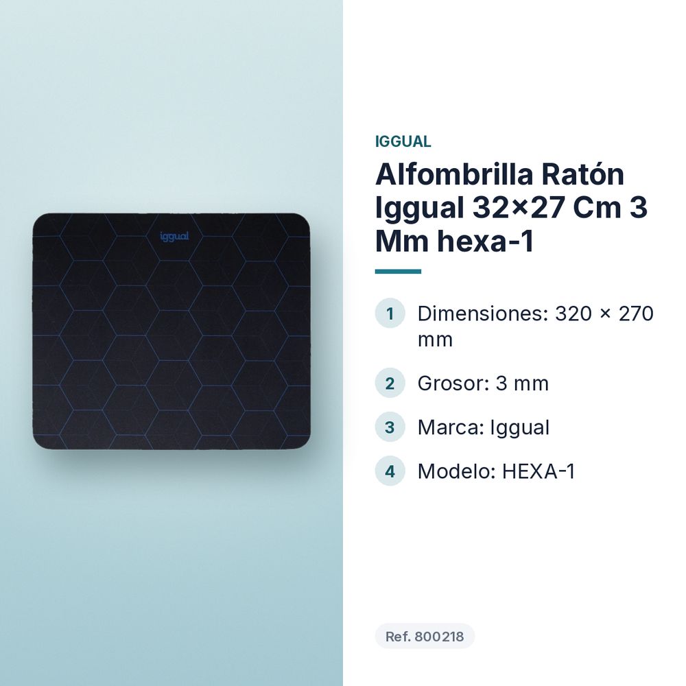 ALFOMBRILLA RATÓN IGGUAL 32×27 CM 3 MM HEXA-1 - características principales