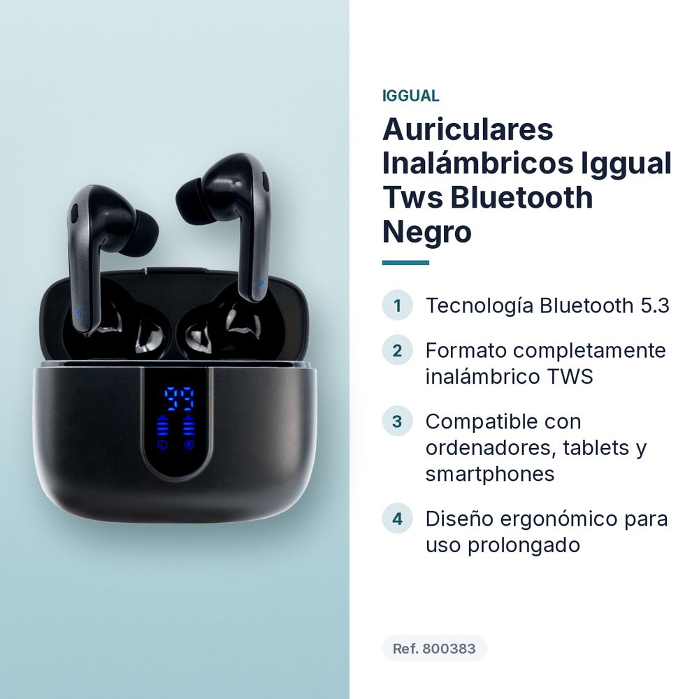 AURICULARES INALÁMBRICOS IGGUAL TWS BLUETOOTH NEGRO - características principales