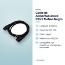 CABLE DE ALIMENTACIÓN IEC C13 2 METROS NEGRO - características principales