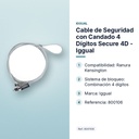 CABLE DE SEGURIDAD CON CANDADO 4 DÍGITOS SECURE 4D - IGGUAL  - características principales