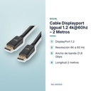 CABLE DISPLAYPORT IGGUAL 1.2 4K@60HZ – 2 METROS - características principales