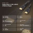 CABLE HDMI 2.1 8K A 60HZ 2 METROS NEGRO - resumen de atributos