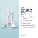 CABLE USB-A A USB-C 1 METRO BLANCO - características principales