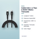 CABLE USB-C A TIPO C 60W 1 METRO TRENZADO - características principales
