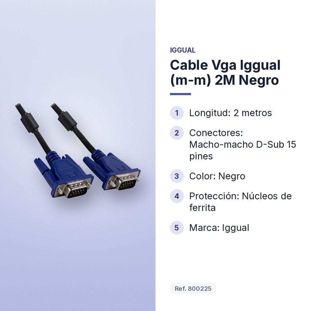 CABLE VGA IGGUAL (M-M) 2M NEGRO - características principales