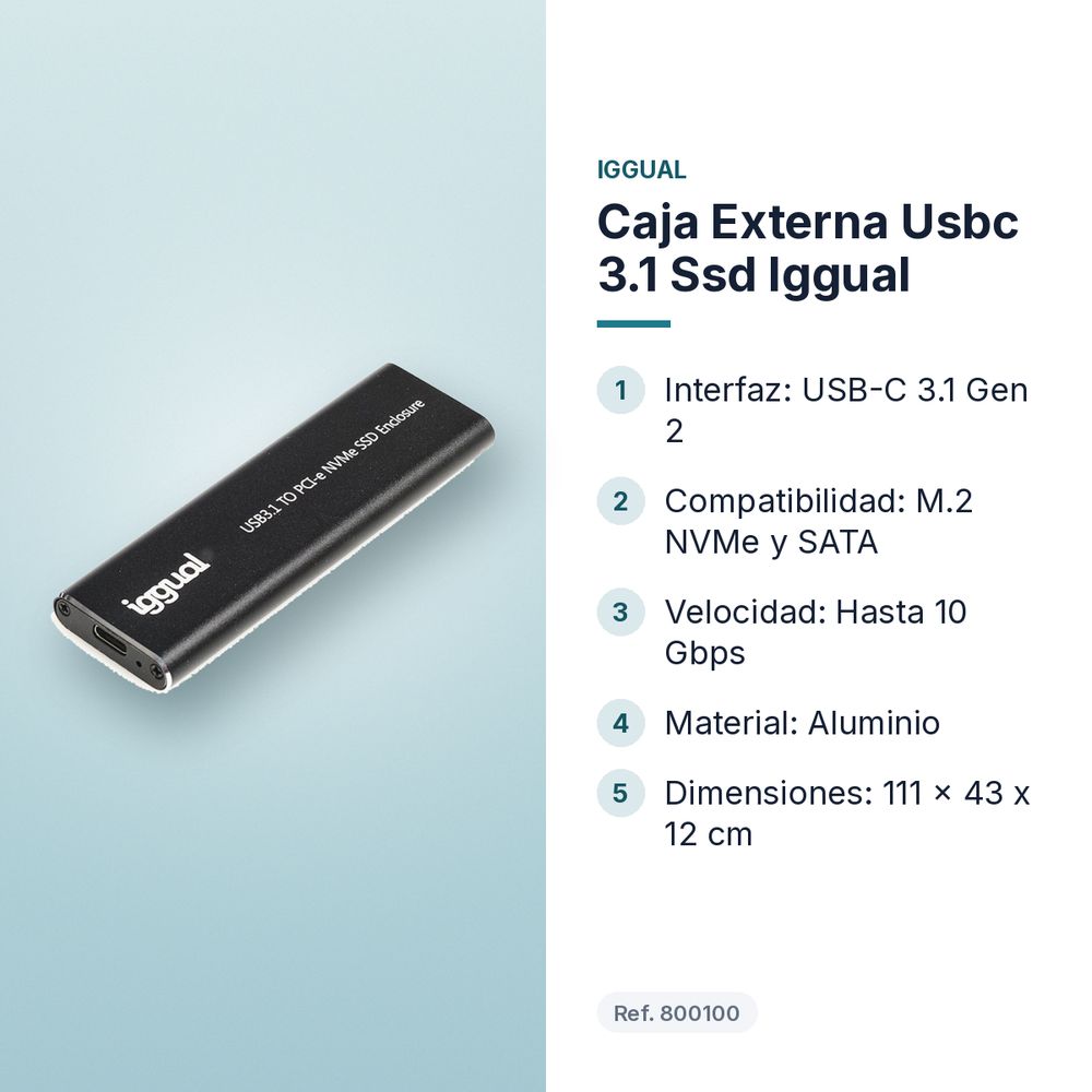 CAJA EXTERNA USBC 3.1 SSD IGGUAL  - características principales