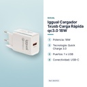 IGGUAL CARGADOR 1XUSB CARGA RÁPIDA QC3.0 18W - características principales