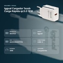 IGGUAL CARGADOR 1XUSB CARGA RÁPIDA QC3.0 18W - resumen de atributos