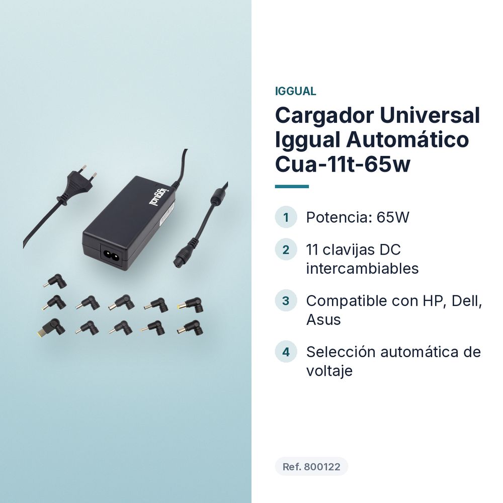 CARGADOR UNIVERSAL IGGUAL AUTOMÁTICO CUA-11T-65W - características principales