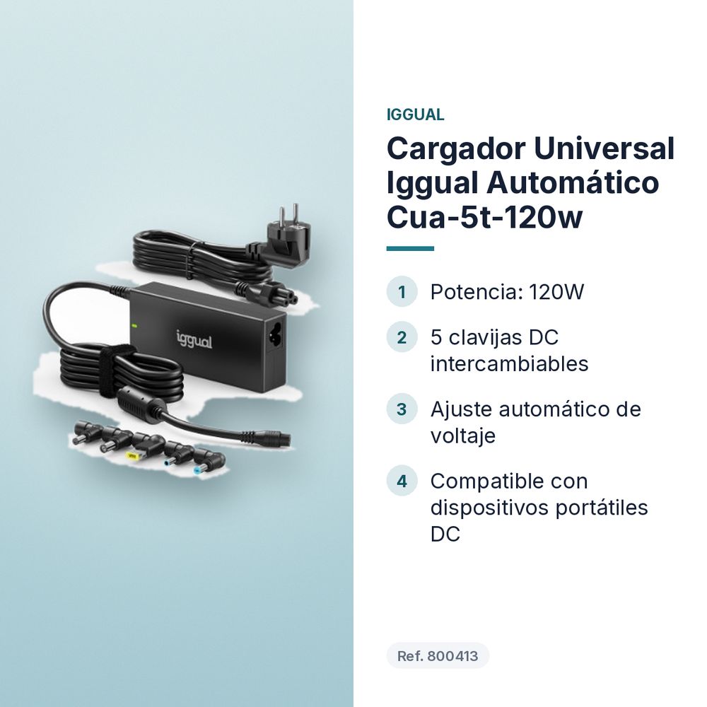 CARGADOR UNIVERSAL IGGUAL AUTOMÁTICO CUA-5T-120W - características principales
