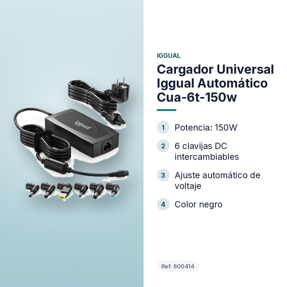 CARGADOR UNIVERSAL IGGUAL AUTOMÁTICO CUA-6T-150W - características principales