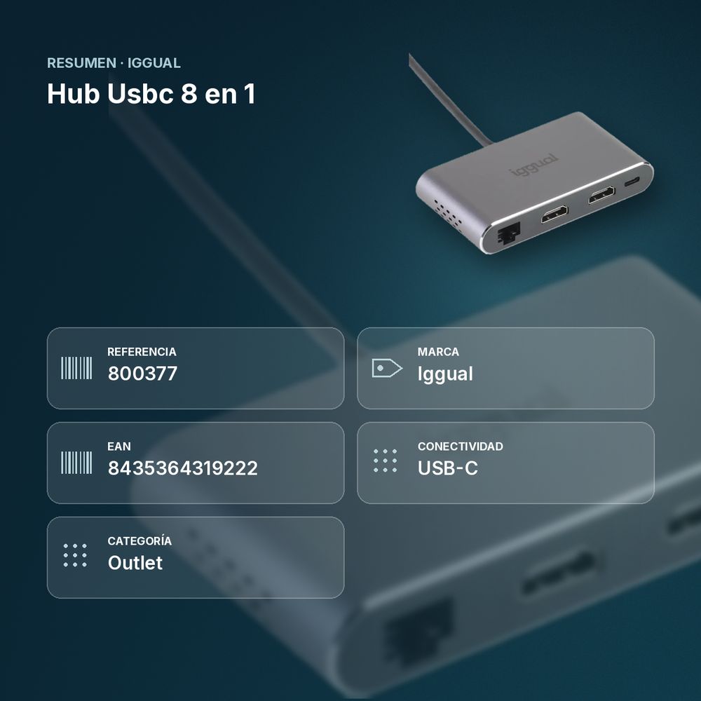 HUB USBC 8 EN 1 - resumen de atributos