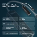HUB USBA A 3 PUERTOS USBA 3.0+1 PUERTO RJ45  - resumen de atributos