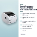 IGGUAL IMPRESORA TÉRMICA TP8002 USB+RS232+ETHERNET - características principales