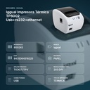IGGUAL IMPRESORA TÉRMICA TP8002 USB+RS232+ETHERNET - resumen de atributos