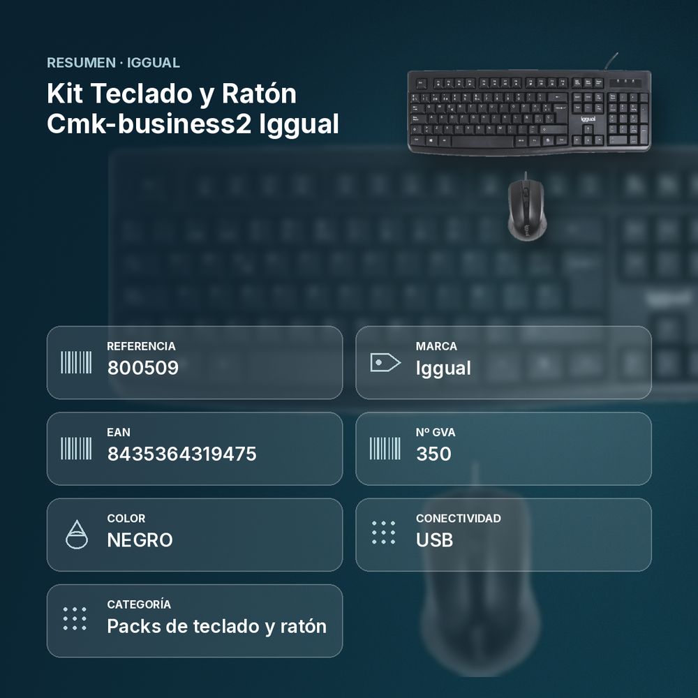 KIT TECLADO Y RATÓN CMK-BUSINESS2 IGGUAL - resumen de atributos
