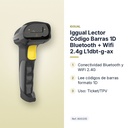 IGGUAL LECTOR CÓDIGO BARRAS 1D BLUETOOTH + WIFI 2.4G L1DBT-G-AX - características principales