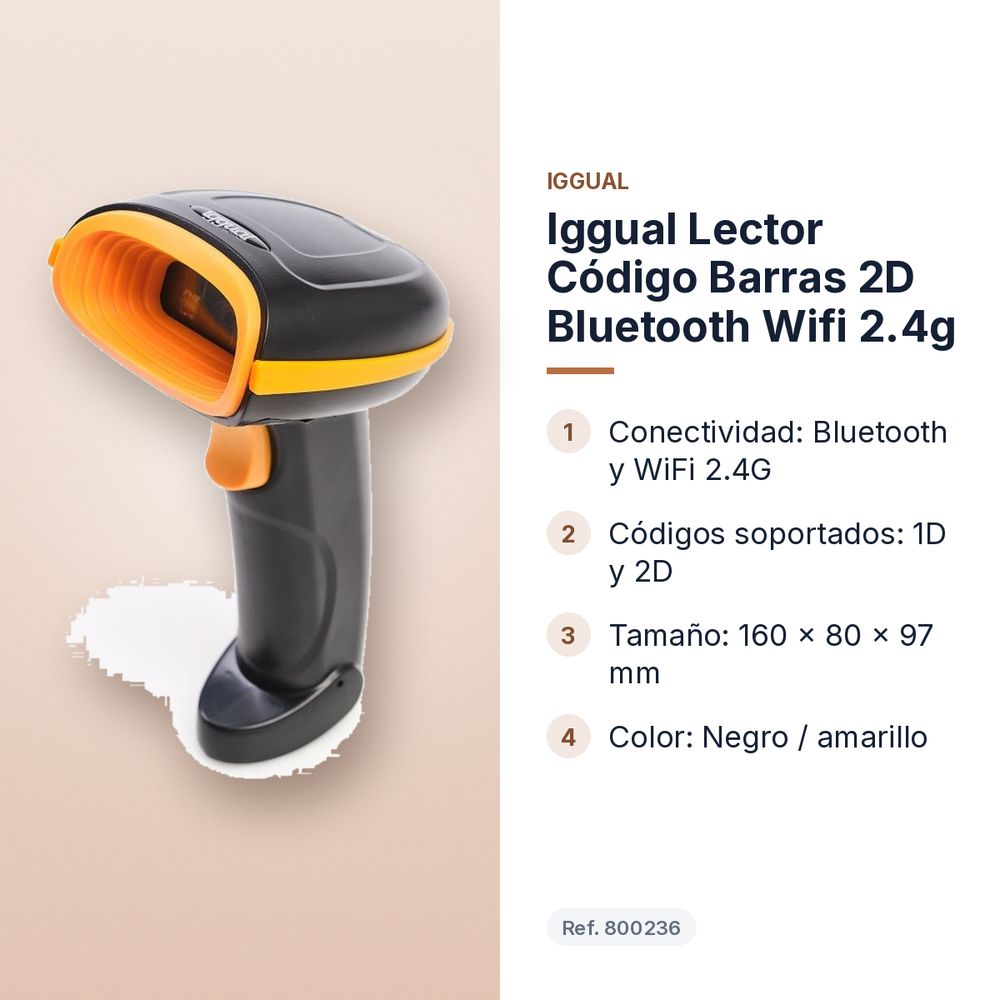 IGGUAL LECTOR CÓDIGO BARRAS 2D BLUETOOTH WIFI 2.4G - características principales