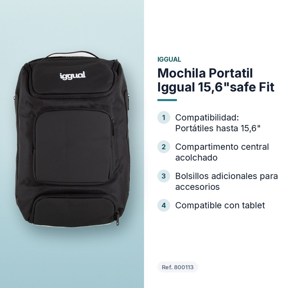 MOCHILA PORTATIL IGGUAL 15,6"SAFE FIT - características principales