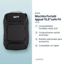MOCHILA PORTATIL IGGUAL 15,6"SAFE FIT - características principales