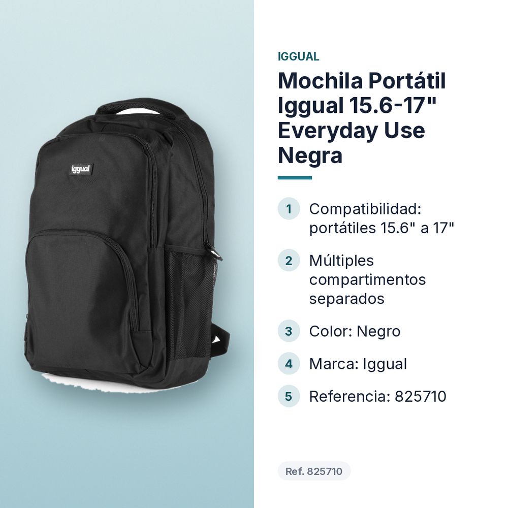 MOCHILA PORTÁTIL IGGUAL 15.6-17" EVERYDAY USE NEGRA - características principales