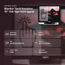 MONITOR TÁCTIL RESISTIVO 15" USB VGA HDMI IGGUAL  - resumen de atributos