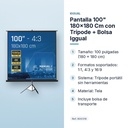 PANTALLA 100" 180X180 CM CON TRÍPODE + BOLSA IGGUAL  - características principales