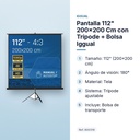PANTALLA 112" 200X200 CM CON TRÍPODE + BOLSA IGGUAL  - características principales