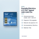 PANTALLA ELÉCTRICA 4:3 134" IGGUAL 240X240 CM - características principales