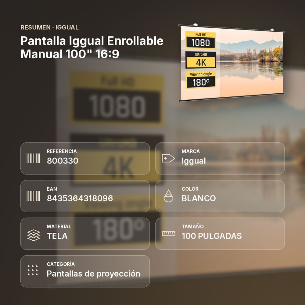 PANTALLA IGGUAL ENROLLABLE MANUAL 100" 16:9 - resumen de atributos