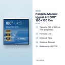 PANTALLA MANUAL IGGUAL  4:3 100" 180X180 CM - características principales