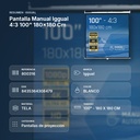 PANTALLA MANUAL IGGUAL  4:3 100" 180X180 CM - resumen de atributos