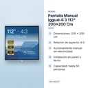 PANTALLA MANUAL IGGUAL 4:3 112" 200X200 CM - características principales