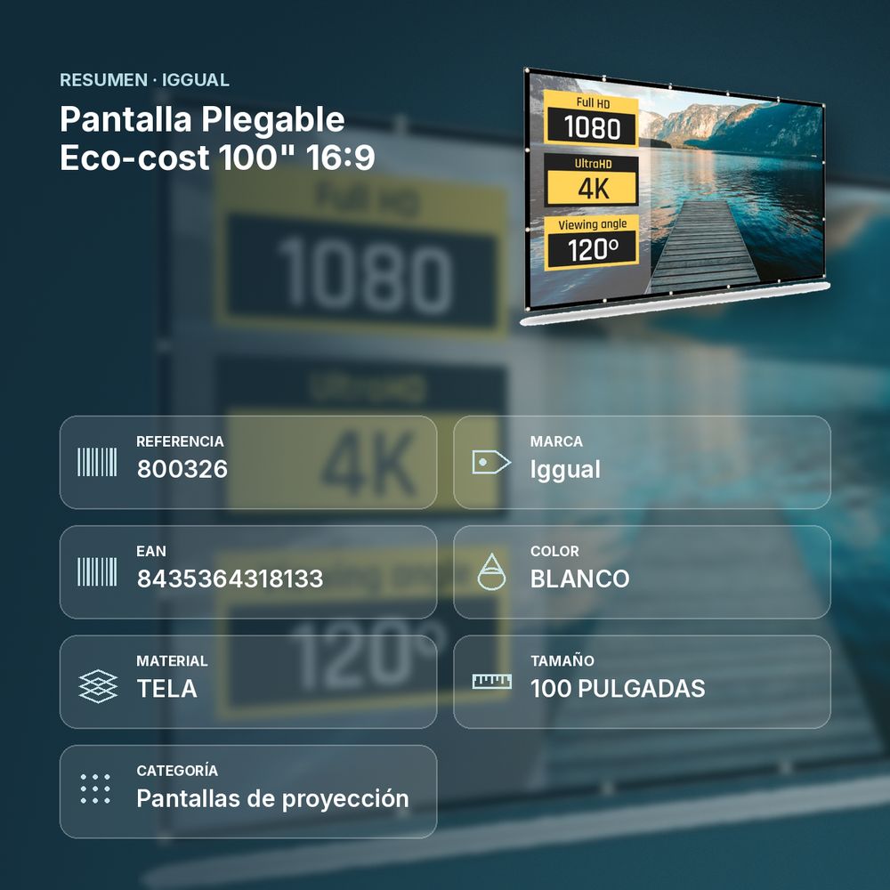 PANTALLA PLEGABLE ECO-COST 100" 16:9 - resumen de atributos