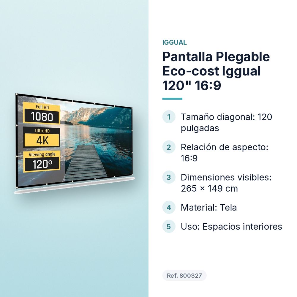 PANTALLA PLEGABLE ECO-COST IGGUAL  120" 16:9 - características principales