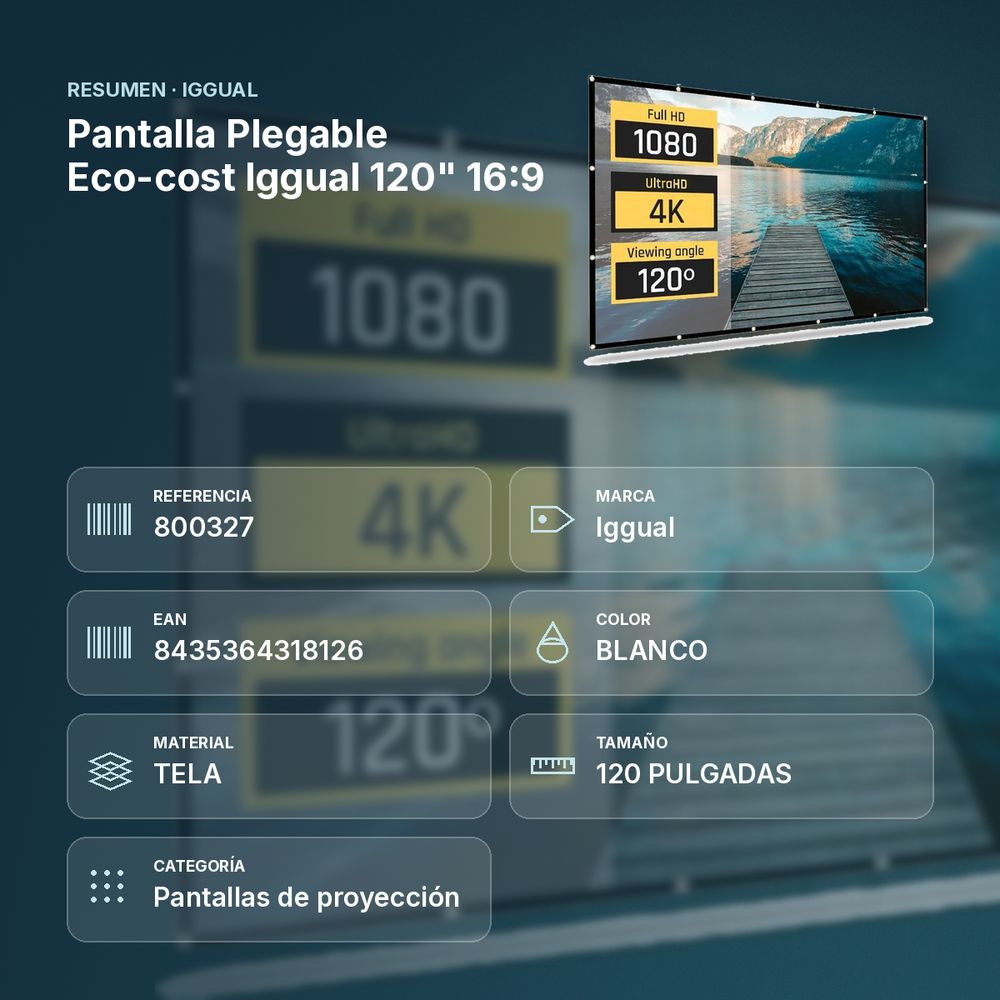 PANTALLA PLEGABLE ECO-COST IGGUAL  120" 16:9 - resumen de atributos