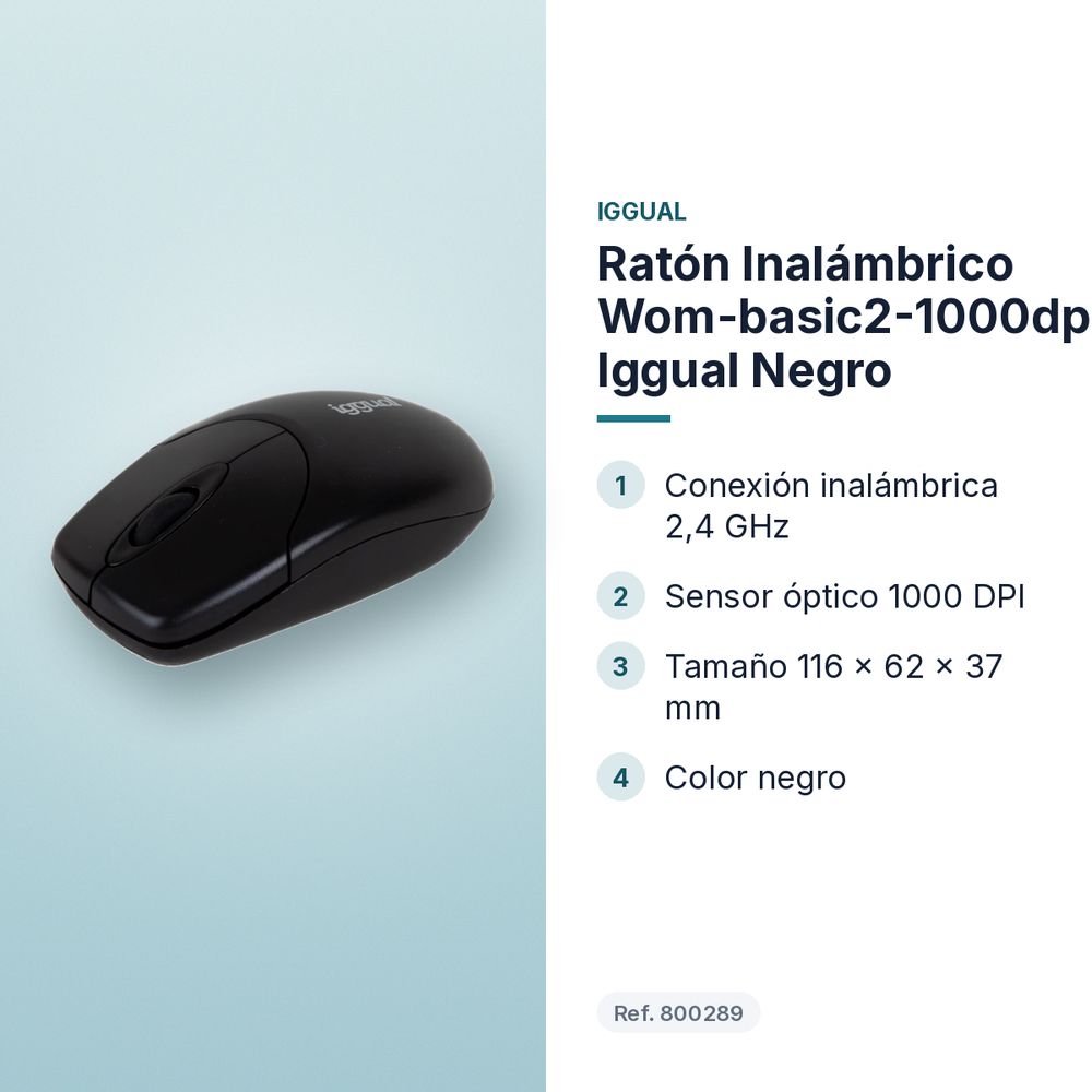 RATÓN INALÁMBRICO WOM-BASIC2-1000DPI IGGUAL NEGRO - características principales